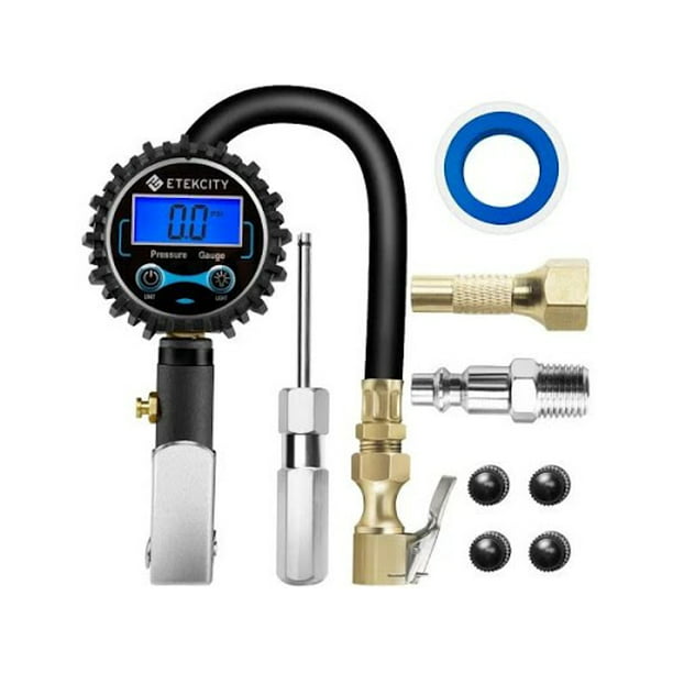 NKLC Digital Tire Inflator with Pressure Gauge Rubber Hose 250 PSI Air Chuck and Compressor Accessories Tire Pressure Meter Quick Connect Coupler 